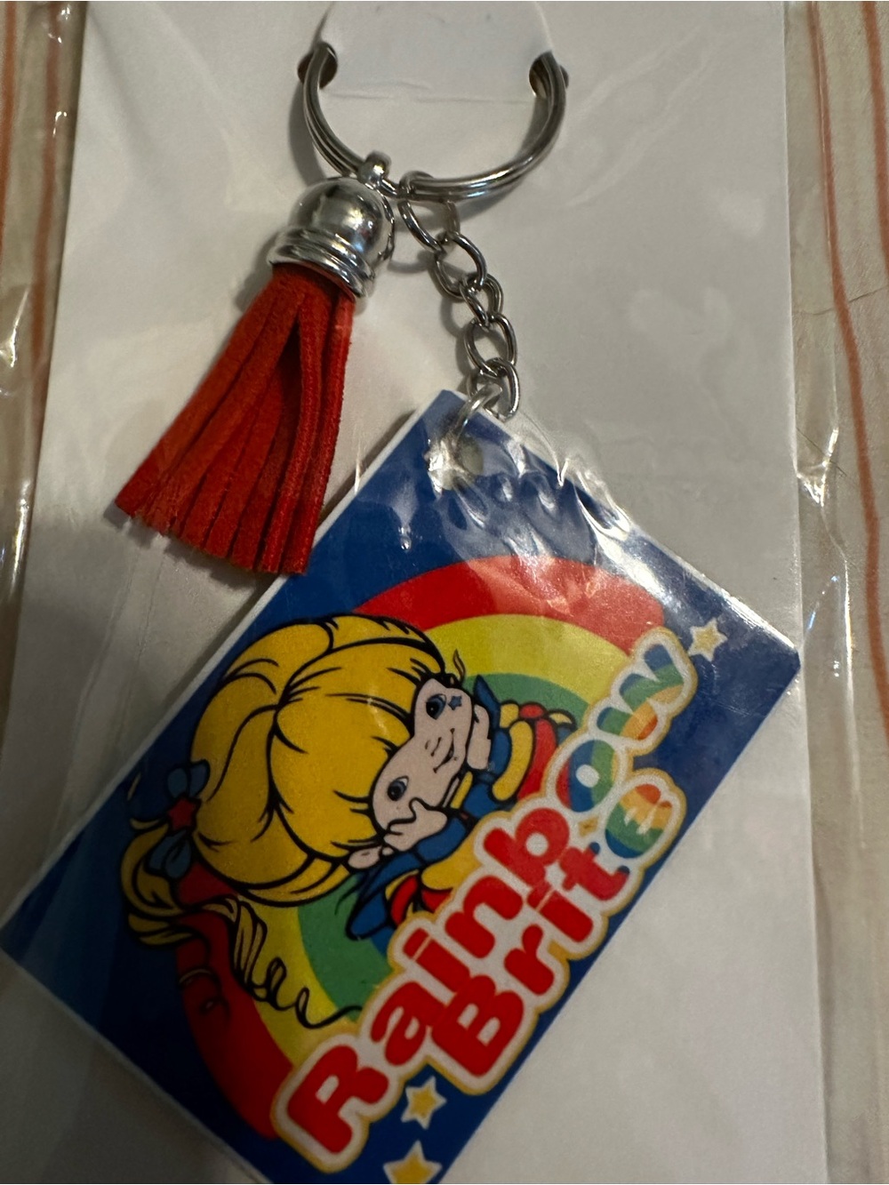 Rainbow Rainbow Brite Blue and Red Tassel Keychain